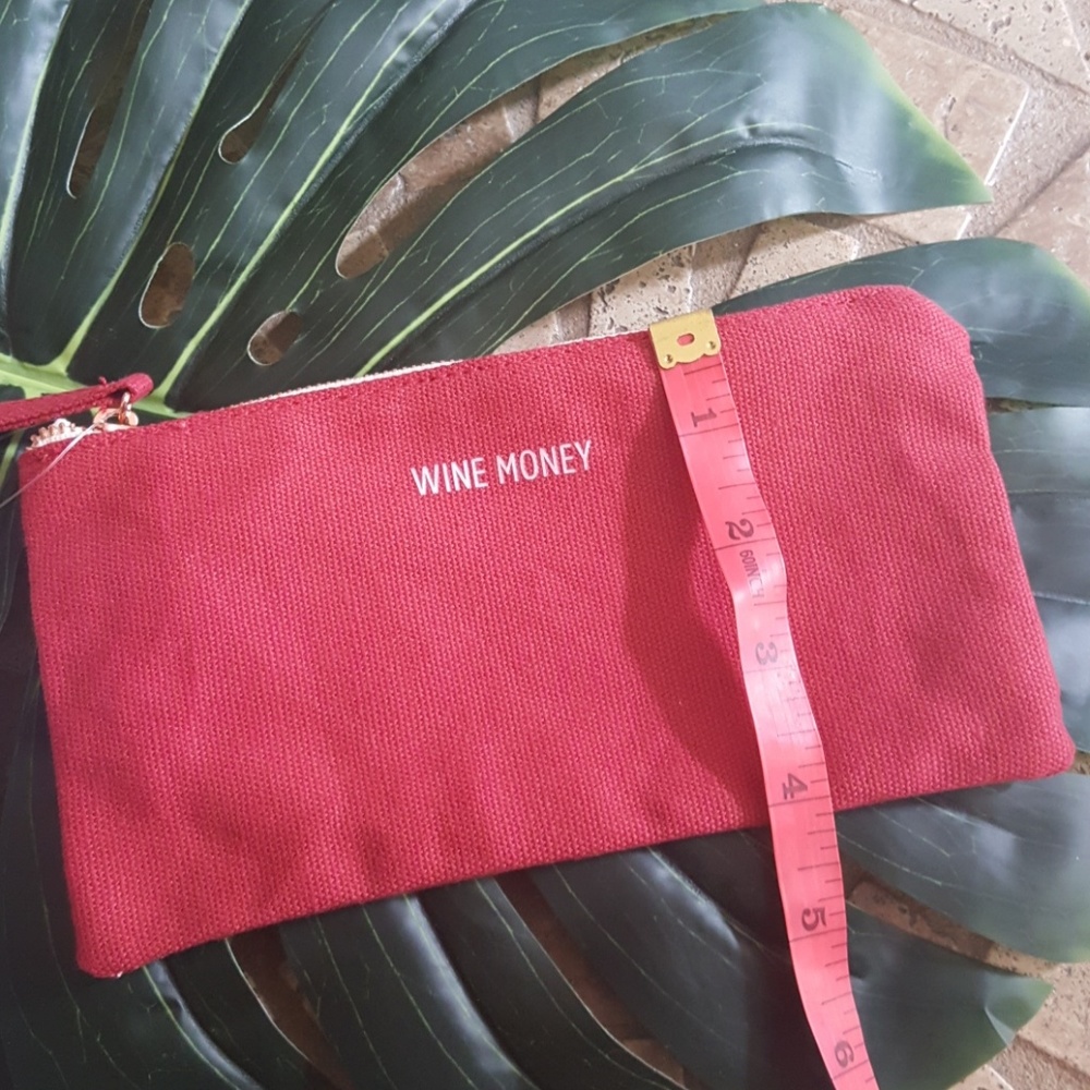 🌺 3/$9🌺  Mini zippered pouch "wine money " - Picture 3 of 5